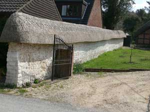 Repaired Cob Wall with new thatch